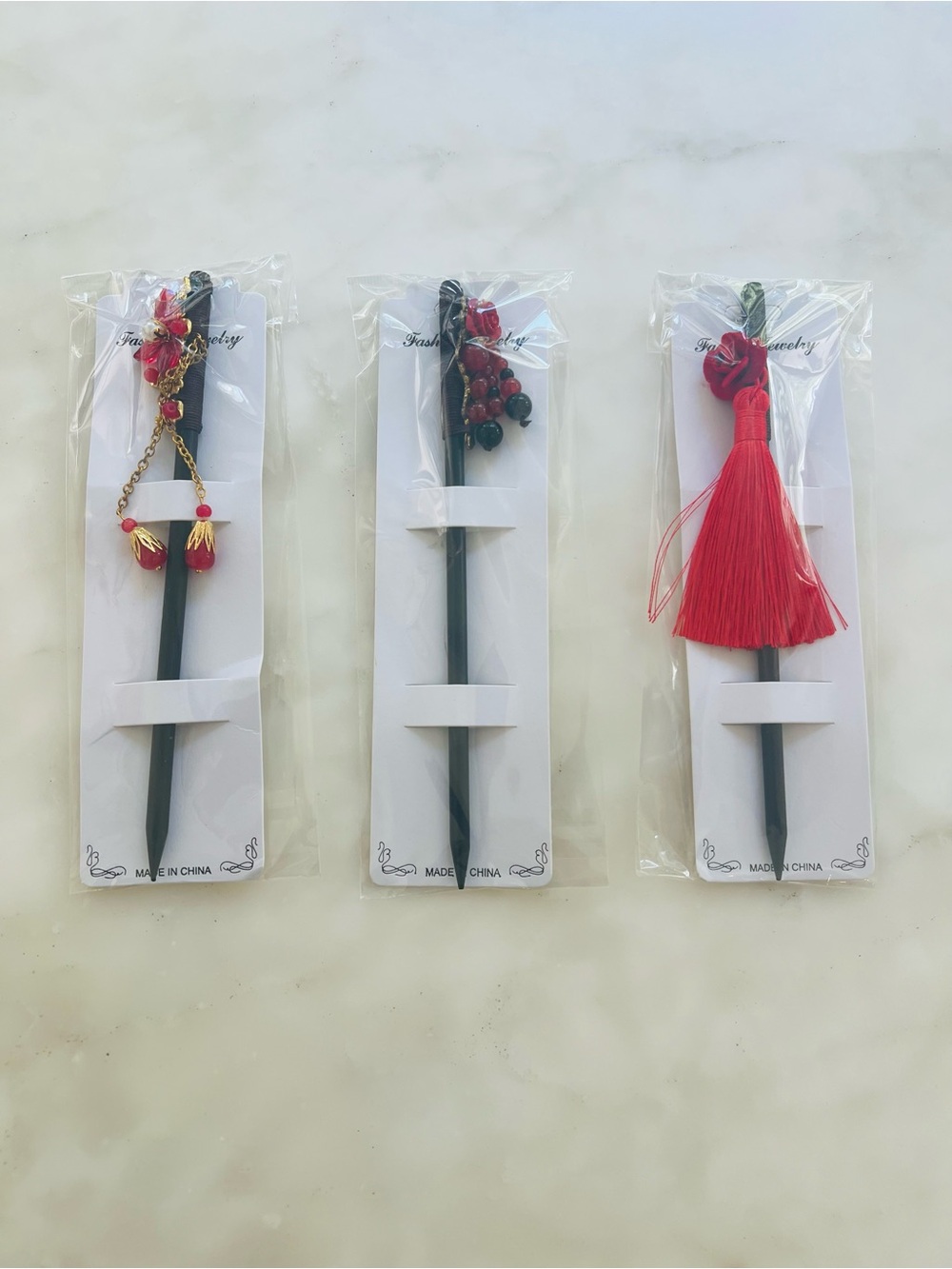 Waydress 3 Japanese Chinese Wooden Hair Sticks